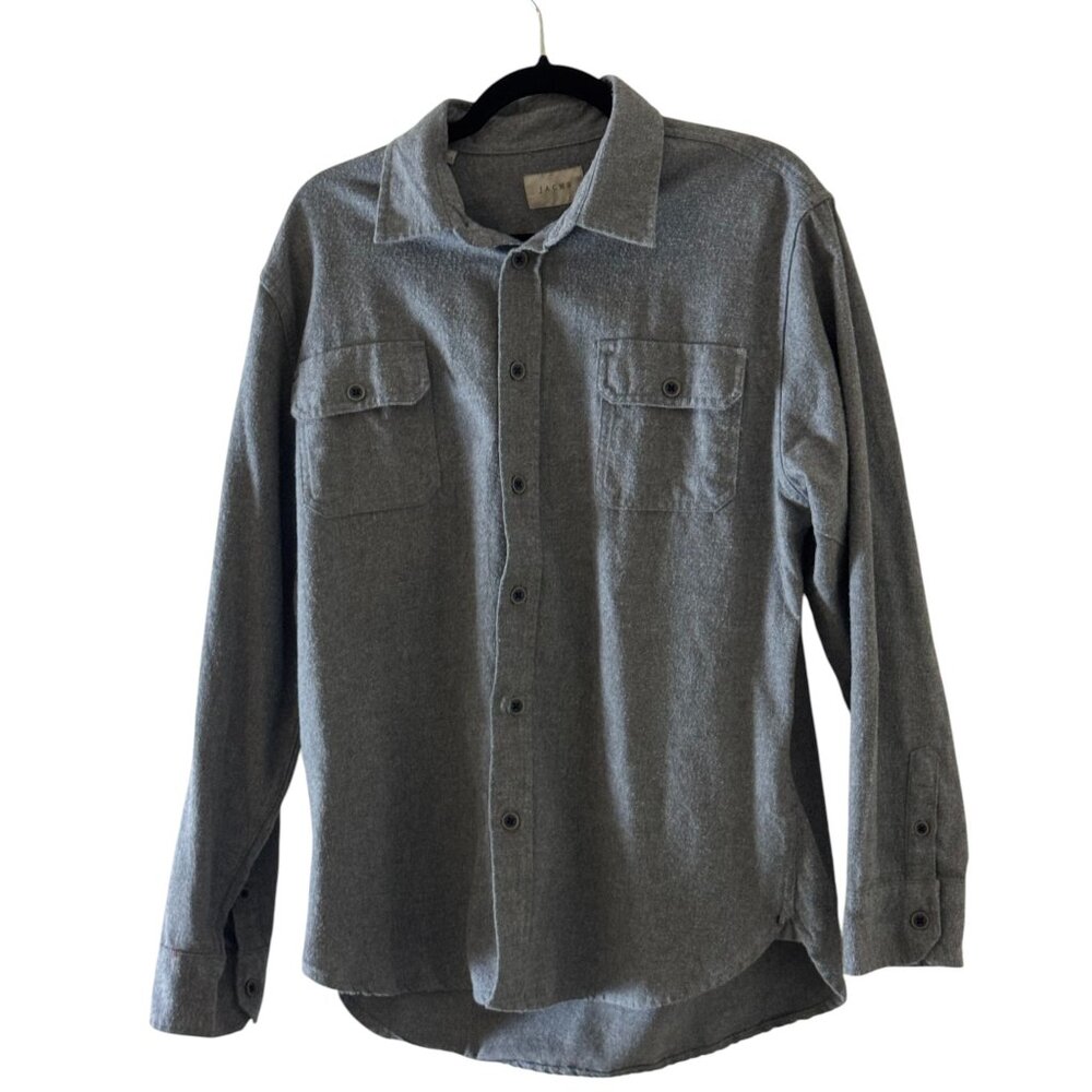 JACHS Men’s Gray Button-Down Shirt Size Large Long Sleeve Casual Workwear